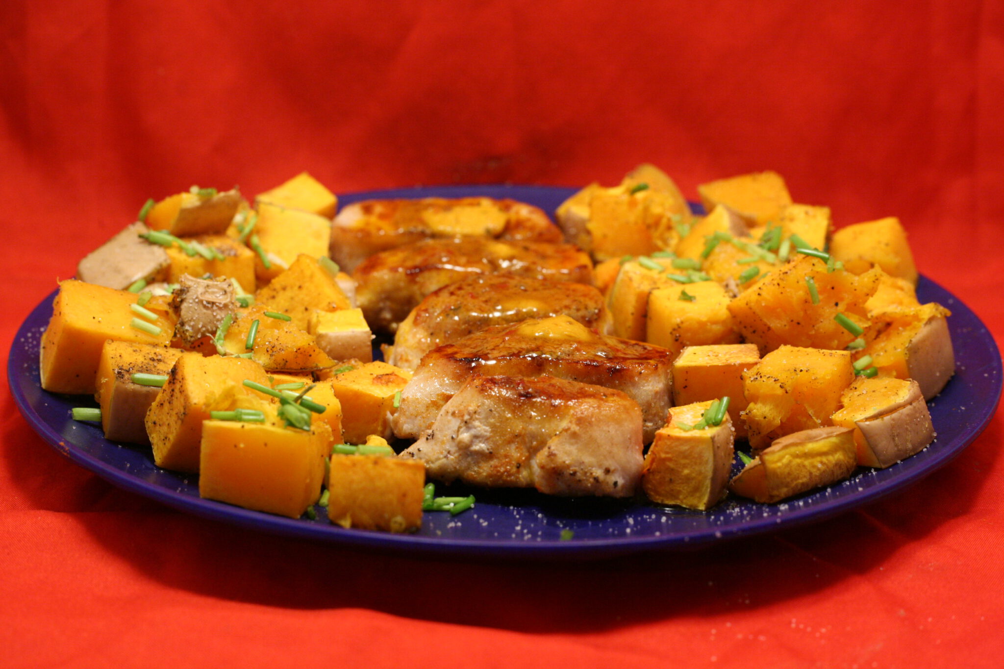 Gegrillte Puten-Ministeaks mit gebackenem Butternut-Kürbis ...